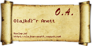 Olajkár Anett névjegykártya